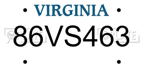 86VS463 Virginia License Plate