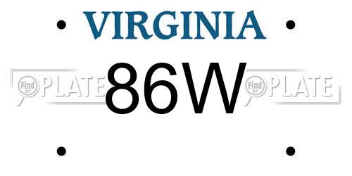 86W Virginia License Plate