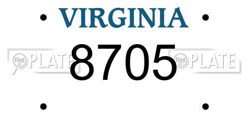 8705 Virginia License Plate