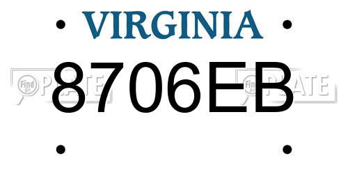 8706EB Virginia License Plate