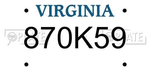 870K59 Virginia License Plate