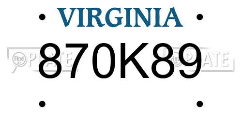 870K89 Virginia License Plate