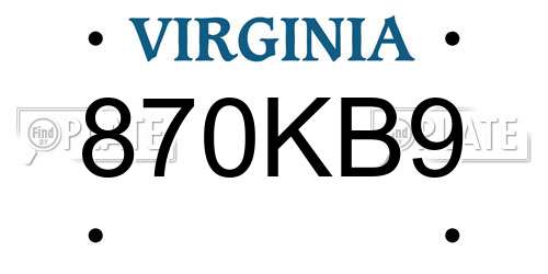 870KB9 Virginia License Plate