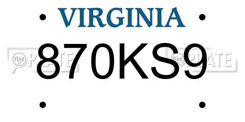 870KS9 Virginia License Plate