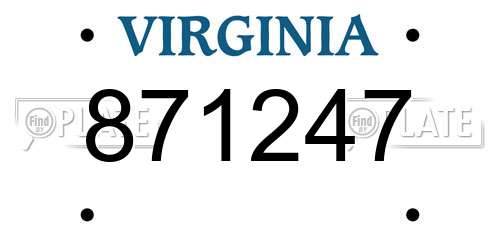 871247 Virginia License Plate
