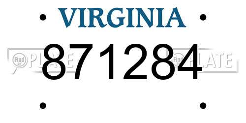 871284 Virginia License Plate