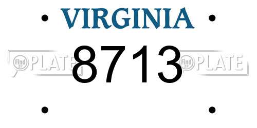 8713 Virginia License Plate