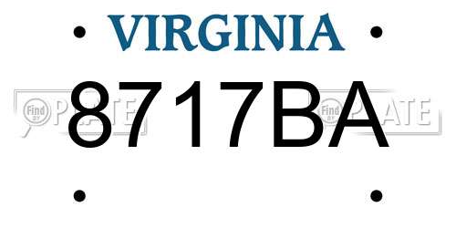 8717BA Virginia License Plate