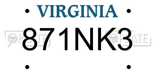 871NK3 Virginia License Plate