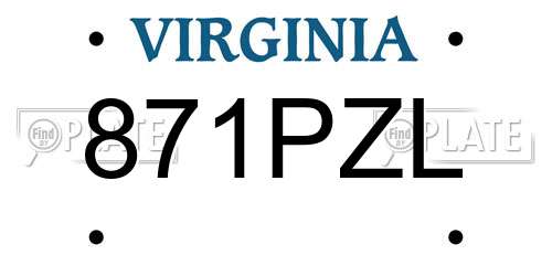 871PZL Virginia License Plate