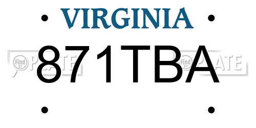 871TBA Virginia License Plate