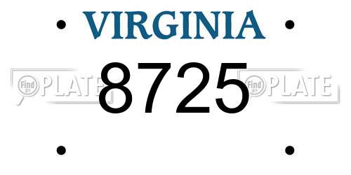 8725 Virginia License Plate