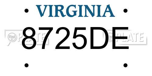 8725DE Virginia License Plate