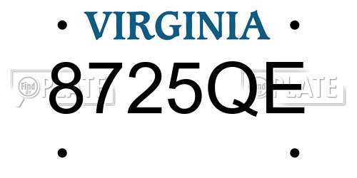 8725QE Virginia License Plate