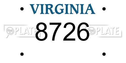 8726 Virginia License Plate