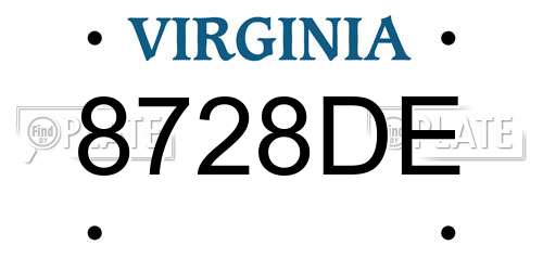 8728DE Virginia License Plate