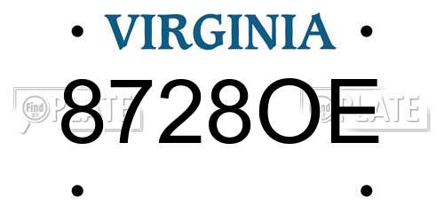 8728OE Virginia License Plate