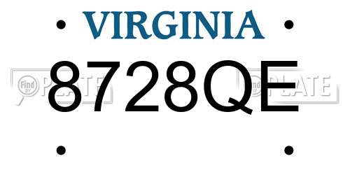 8728QE Virginia License Plate