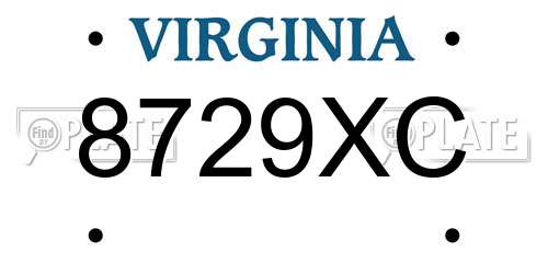 8729XC Virginia License Plate