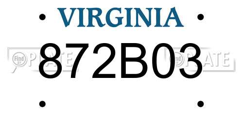 872B03 Virginia License Plate