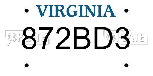 872BD3 Virginia License Plate