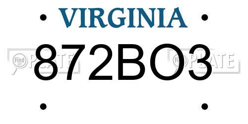 872BO3 Virginia License Plate