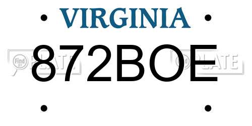 872BOE Virginia License Plate