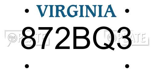 872BQ3 Virginia License Plate