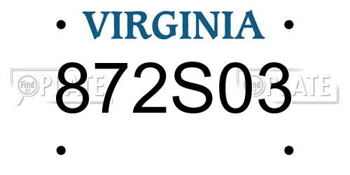 872S03 Virginia License Plate