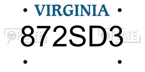872SD3 Virginia License Plate