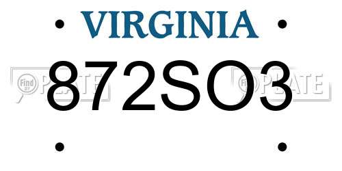 872SO3 Virginia License Plate
