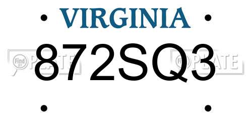 872SQ3 Virginia License Plate