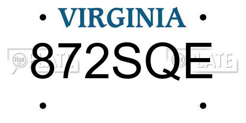 872SQE Virginia License Plate