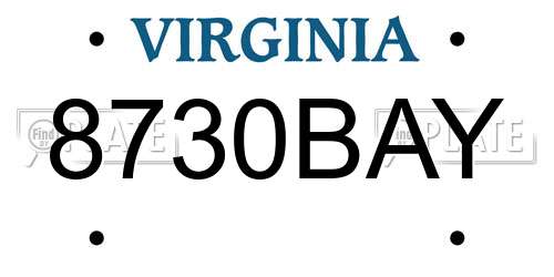 8730BAY Virginia License Plate