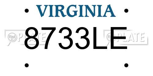 8733LE Virginia License Plate