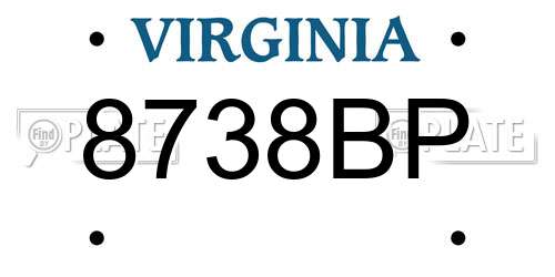 8738BP Virginia License Plate