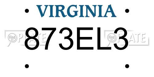 873EL3 Virginia License Plate
