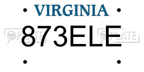 873ELE Virginia License Plate