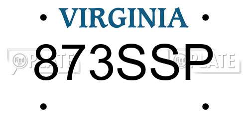 873SSP Virginia License Plate