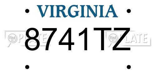 8741TZ Virginia License Plate