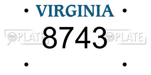 8743 Virginia License Plate