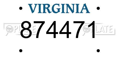 874471 Virginia License Plate