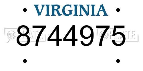 8744975 Virginia License Plate