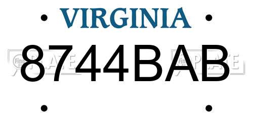 8744BAB Virginia License Plate