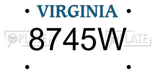 8745W Virginia License Plate