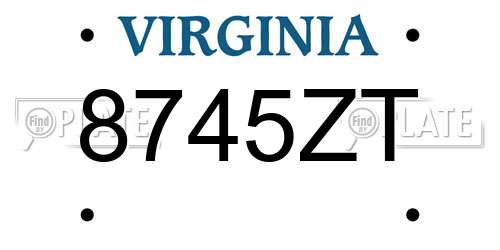 8745ZT Virginia License Plate