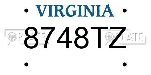 8748TZ Virginia License Plate
