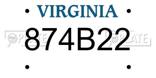 874B22 Virginia License Plate
