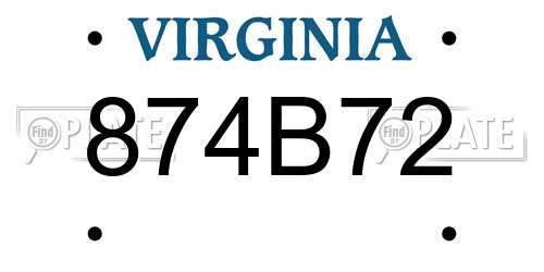 874B72 Virginia License Plate