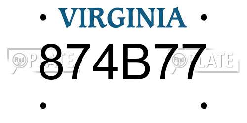 874B77 Virginia License Plate
